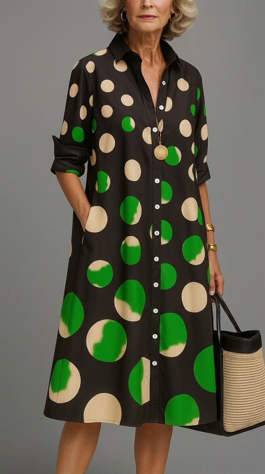 midi™ | Vestido de lunares verde