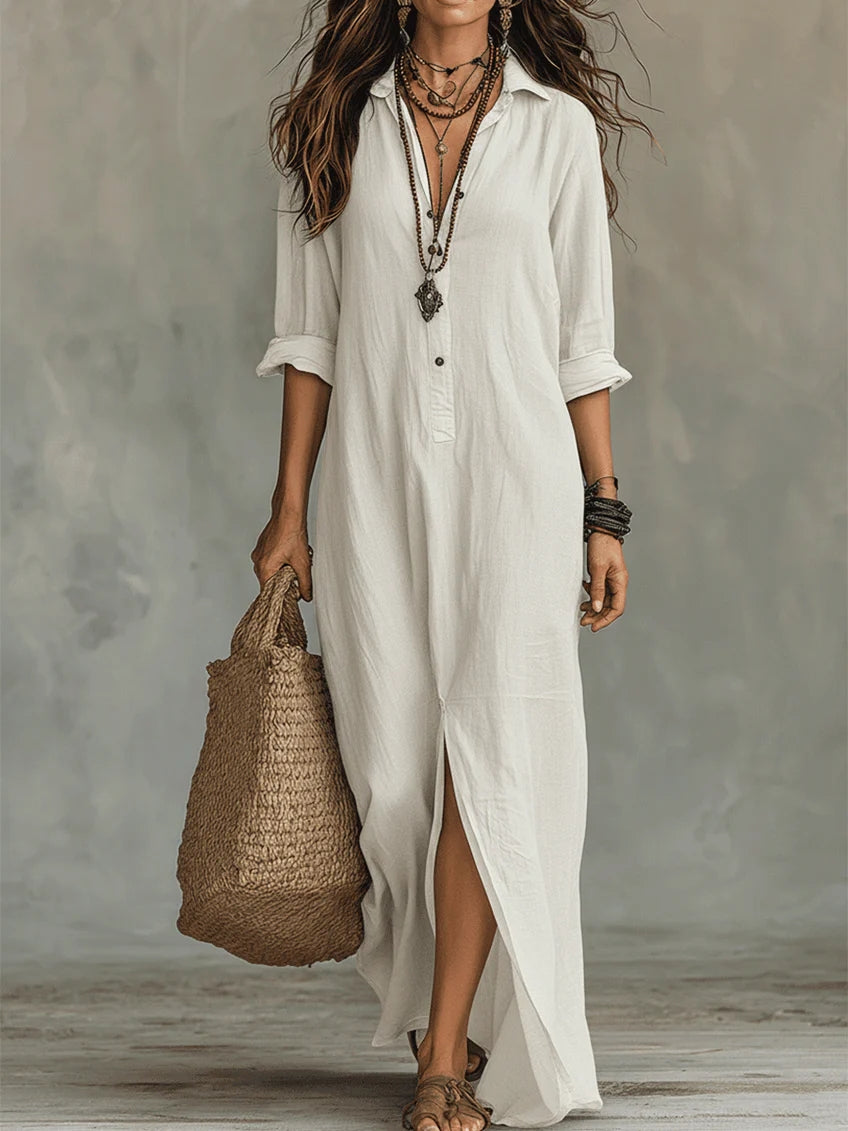 Soline™ | Vestido maxi con botones