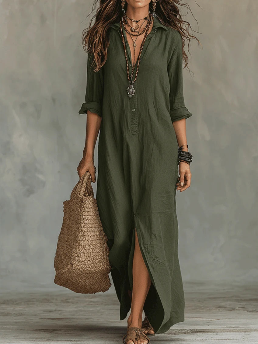 Soline™ | Vestido maxi con botones