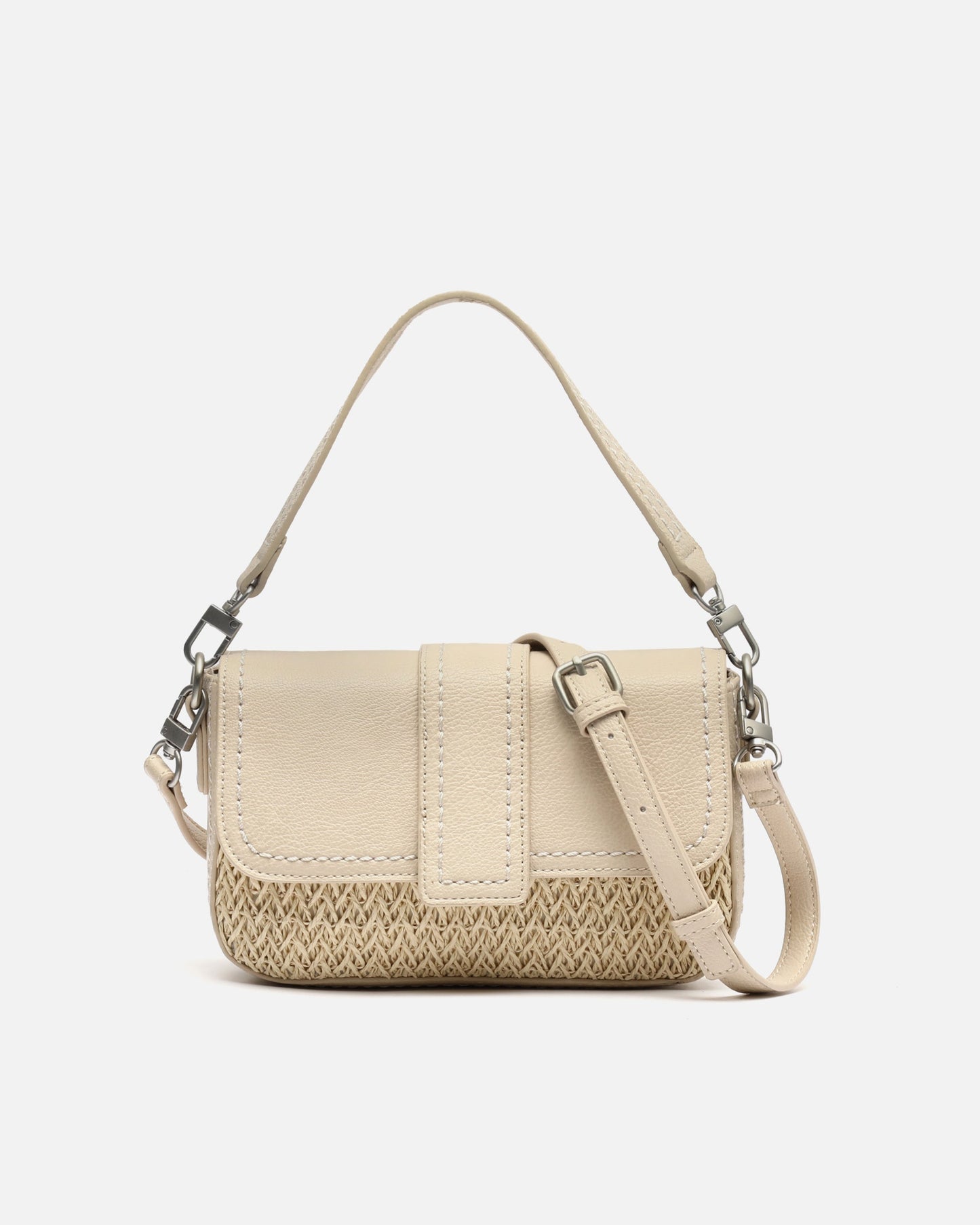 Bolso De Piel y Rafia Elegante