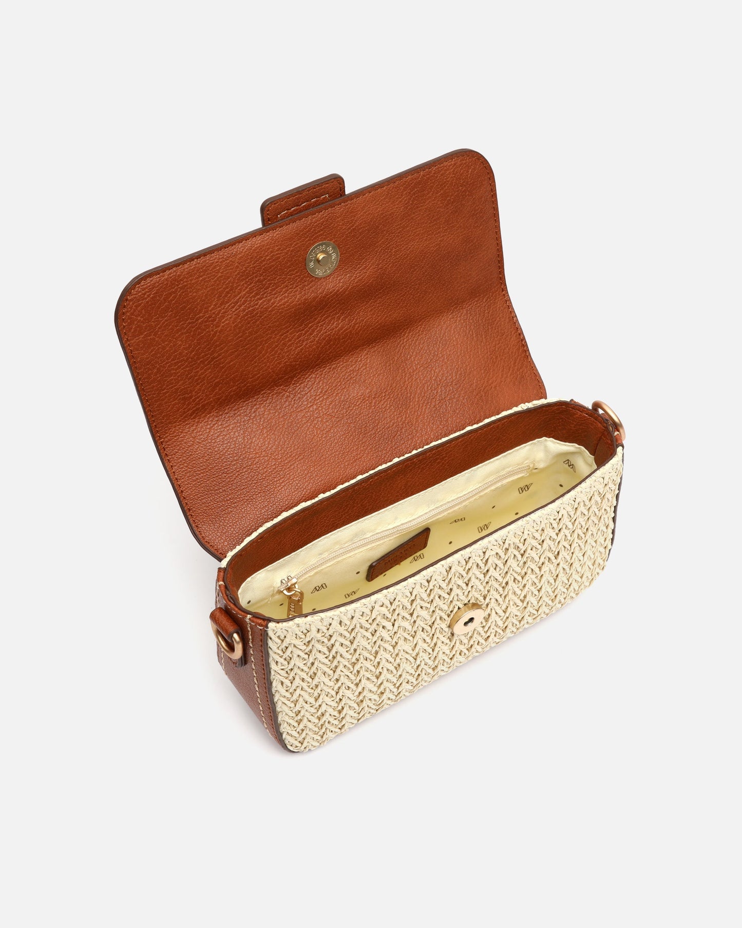 Bolso De Piel y Rafia Elegante