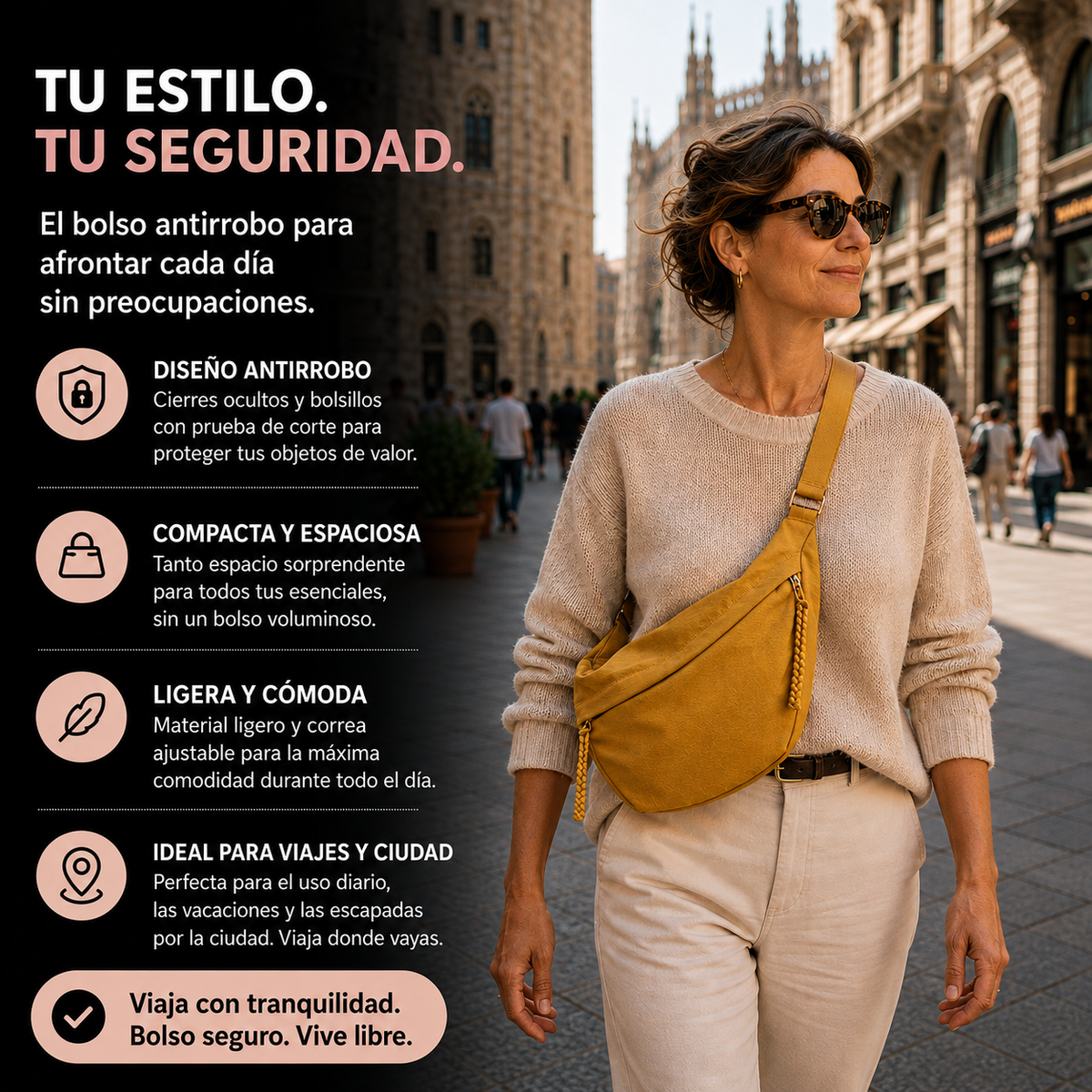 Luce™ | Bolso de hombro color ocre