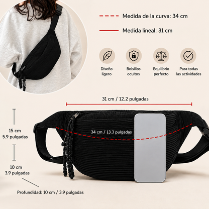Petra™ | Bolso de hombro de terciopelo acanalado