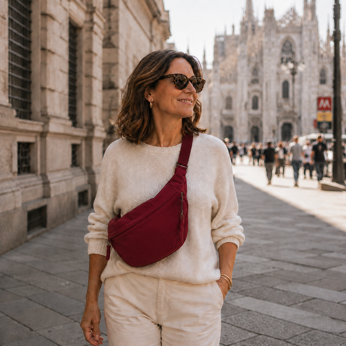 Rosa™ | Bolso de hombro color burdeos