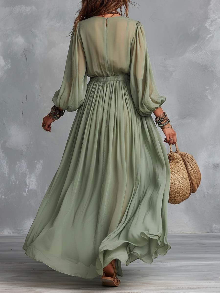 Élodine™ | Vestido Largo Bohemio con Estampado Floral