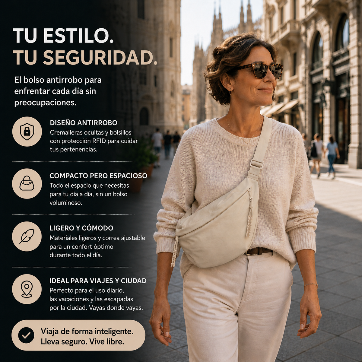Elena™ |Bolso de hombro beige