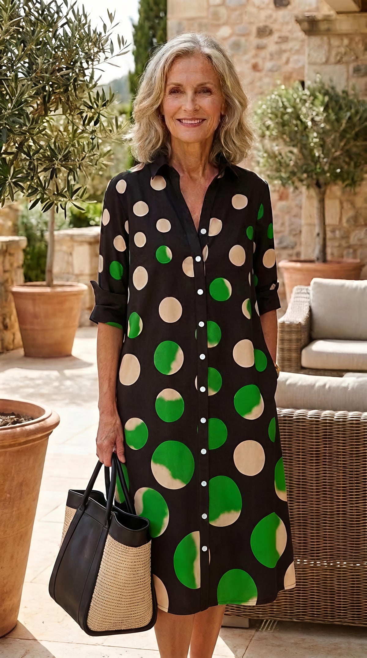midi™ | Vestido de lunares verde